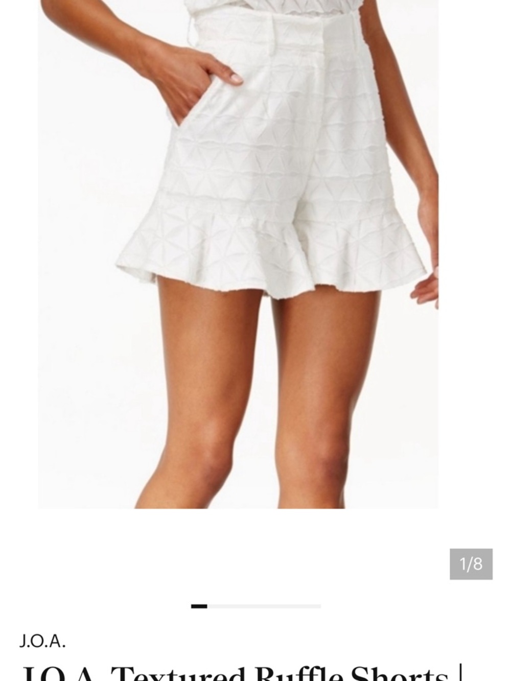 J.O.A. Women’s Textured White Ruffle Shorts Size Medium